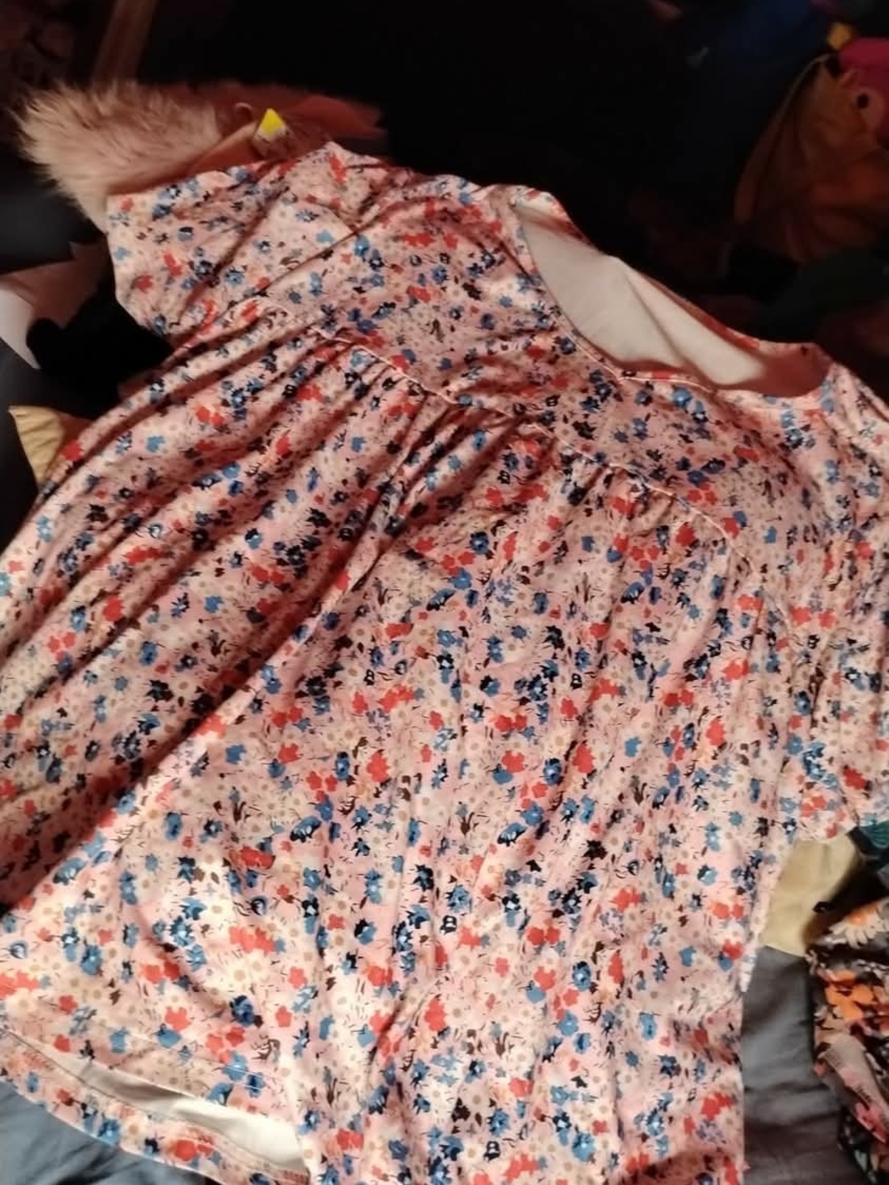Plus size Floral Pink Short Sleeve Babydoll T-Shirt